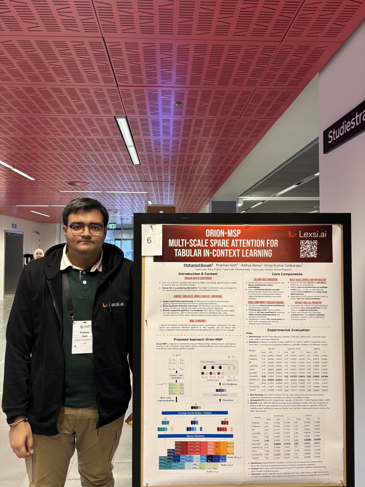 Pratinav Seth presenting the Orion-MSP poster at EurIPS Copenhagen 2025
